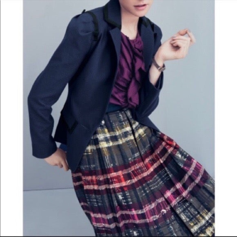 Trina Turk Tidepool Timber Frame Plaid Silk Skirt, size 4